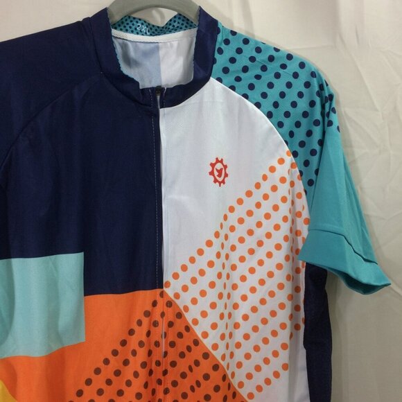 GCRFL Cycling Bike Shirt Full Zipper Navy Orange Print 4 Pockets NWOT Size 2XL - Picture 4 of 4